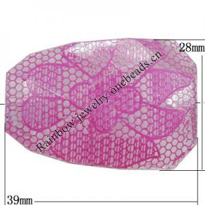 Watermark Acrylic Beads, Faceted Trapezia 39x28mm Hole:2mm, Sold by Bag