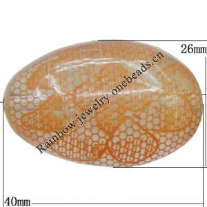 Watermark Acrylic Beads, Oval 40x26mm Hole:2mm, Sold by Bag