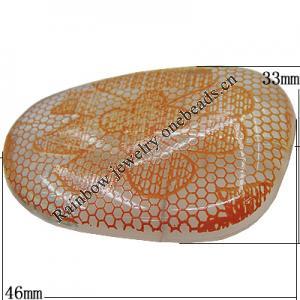 Watermark Acrylic Beads, Nugget 46x33mm Hole:2.5mm, Sold by Bag