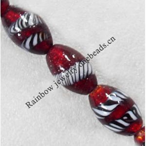 Silver Foil Lampwork Beads, Oval 15x25mm Hole:About 1.5mm, Sold by PC