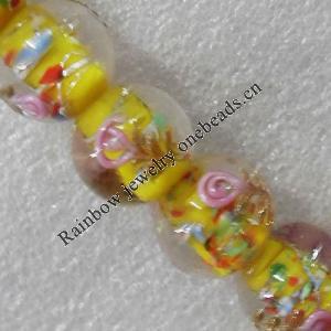 Gold Sand Lampwork Beads, Round 16mm Hole:About 1.5mm, Sold by PC