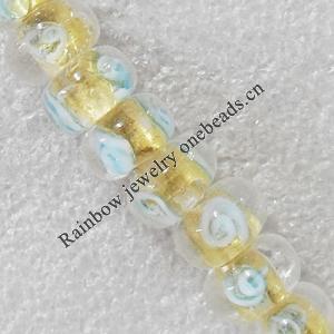 Gold Sand Lampwork Beads, Rondelle 9x14mm Hole:About 1.5mm, Sold by PC