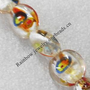 Silver Foil Lampwork Beads, Flat Round 20mm Hole:About 1.5mm, Sold by PC