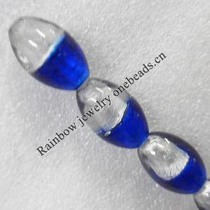Silver Foil Lampwork Beads, Oval 17x28mm Hole:About 1.5mm, Sold by PC