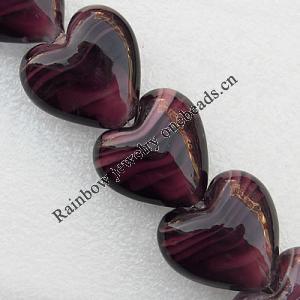 Lampwork Beads, Heart 28mm Hole:About 3mm, Sold by PC