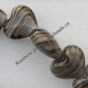 Lampwork Beads, Heart 28mm Hole:About 3mm, Sold by PC