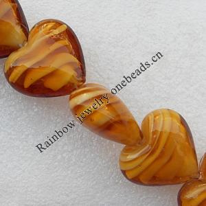 Lampwork Beads, Heart 28mm Hole:About 3mm, Sold by PC