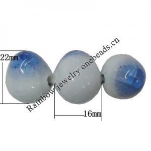 Porcelain Beads, Crackle Teardrop 16x22mm, Hole:About 1.5mm, Sold by Bag