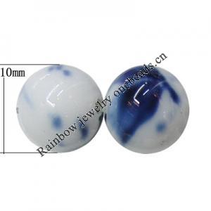 Porcelain Beads, Round 10mm, Hole:About 1.5mm, Sold by Bag