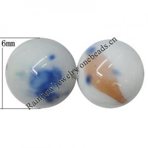 Porcelain Beads, Round 6mm, Hole:About 1.5mm, Sold by Bag