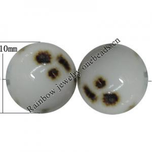 Porcelain Beads, Round 10mm, Hole:About 1.5mm, Sold by Bag