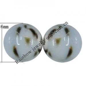 Porcelain Beads, Round 6mm, Hole:About 1.5mm, Sold by Bag