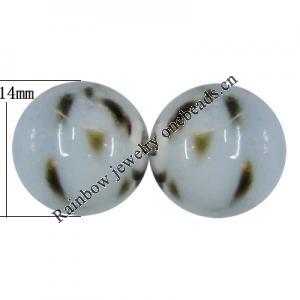 Porcelain Beads, Round 14mm, Hole:About 1.5mm, Sold by Bag