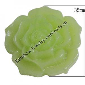 Resin Cabochons, No Hole Headwear & Costume Accessory, Flower, About 35mm in diameter, Sold by Bag