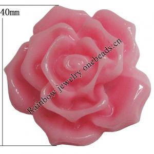 Resin Cabochons, No Hole Headwear & Costume Accessory, Flower, About 40mm in diameter, Sold by Bag