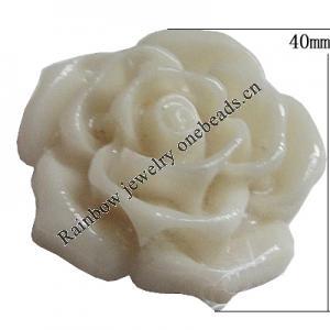 Resin Cabochons, No Hole Headwear & Costume Accessory, Flower, About 40mm in diameter, Sold by Bag