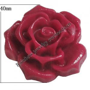 Resin Cabochons, No Hole Headwear & Costume Accessory, Flower, About 40mm in diameter, Sold by Bag