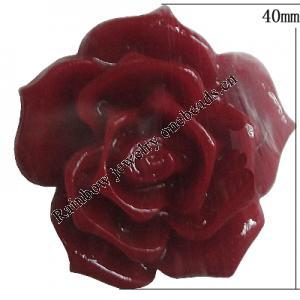 Resin Cabochons, No Hole Headwear & Costume Accessory, Flower, About 40mm in diameter, Sold by Bag