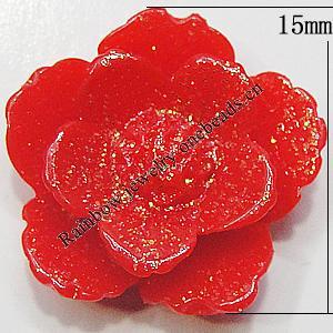 Resin Cabochons, No Hole Headwear & Costume Accessory, Flower, About 15mm in diameter, Sold by Bag