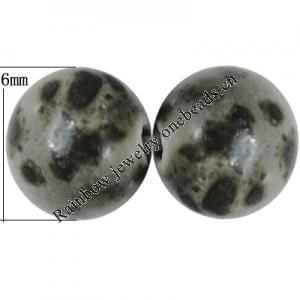 Porcelain Beads, Round 6mm, Hole:About 1.5mm, Sold by Bag