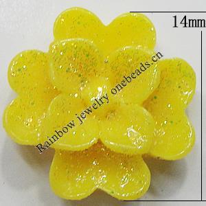 Resin Cabochons, No Hole Headwear & Costume Accessory, Flower, About 14mm in diameter, Sold by Bag