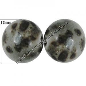 Porcelain Beads, Round 10mm, Hole:About 1.5mm, Sold by Bag