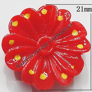 Resin Cabochons, No Hole Headwear & Costume Accessory, Flower, About 21mm in diameter, Sold by Bag