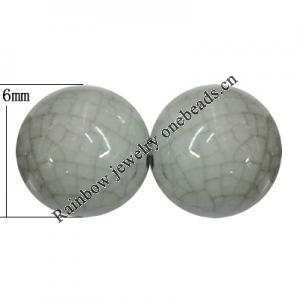 Porcelain Beads, Round 6mm, Hole:About 1.5mm, Sold by Bag