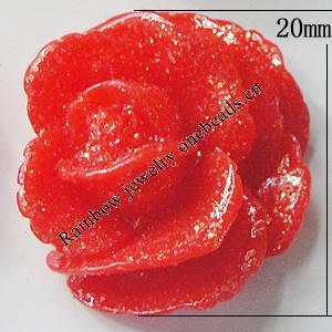 Resin Cabochons, No Hole Headwear & Costume Accessory, Flower, About 20mm in diameter, Sold by Bag