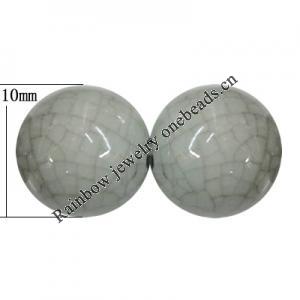 Porcelain Beads, Round 10mm, Hole:About 1.5mm, Sold by Bag