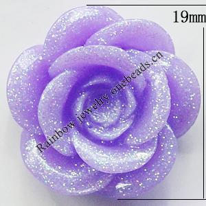 Resin Cabochons, No Hole Headwear & Costume Accessory, Flower, About 19mm in diameter, Sold by Bag