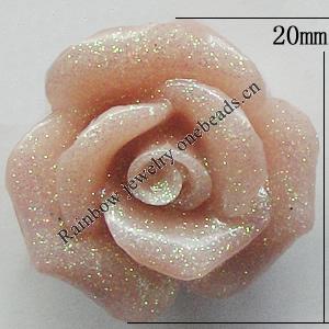 Resin Cabochons, No Hole Headwear & Costume Accessory, Flower, About 20mm in diameter, Sold by Bag