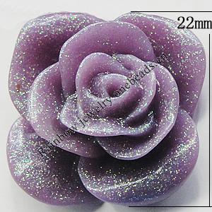 Resin Cabochons, No Hole Headwear & Costume Accessory, Flower, About 22mm in diameter, Sold by Bag