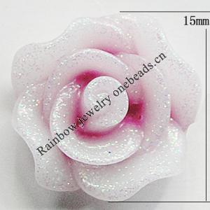 Resin Cabochons, No Hole Headwear & Costume Accessory, Flower, About 15mm in diameter, Sold by Bag