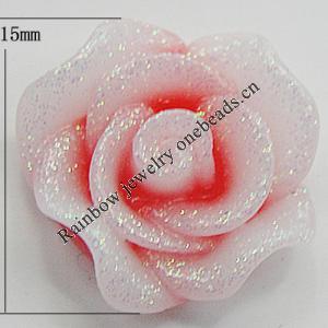 Resin Cabochons, No Hole Headwear & Costume Accessory, Flower, About 15mm in diameter, Sold by Bag