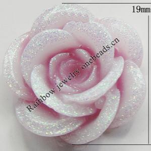 Resin Cabochons, No Hole Headwear & Costume Accessory, Flower, About 19mm in diameter, Sold by Bag