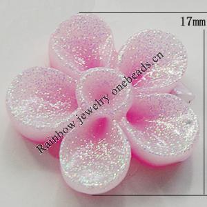 Resin Cabochons, No Hole Headwear & Costume Accessory, Flower, About 17mm in diameter, Sold by Bag