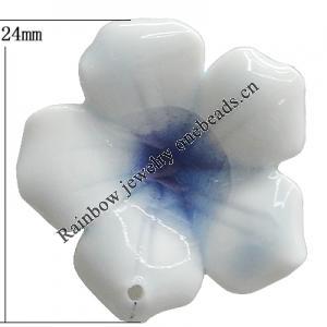 Porcelain Cabochons, No Hole Headwear & Costume Accessory, Flower Size:About 24mm, Sold By Bag