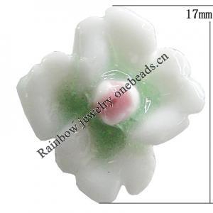 Porcelain Cabochons, No Hole Headwear & Costume Accessory, Flower Size:About 17mm, Sold By Bag