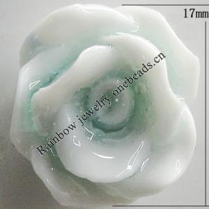 Porcelain Cabochons, No Hole Headwear & Costume Accessory, Flower Size:About 17mm, Sold By Bag