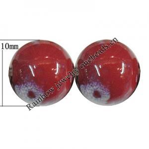 Porcelain Beads, Round 10mm, Hole:About 1.5mm, Sold by Bag