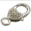 Alloy Lobster Claw Clasps, about 14.5mm wide, 27mm long, hole: 4mm, Sold by bag