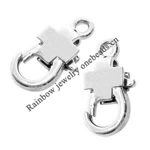 Alloy Lobster Claw Clasps, about 15.5mm wide, 29mm long, hole: 3mm, Sold by bag