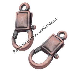 Alloy Lobster Claw Clasps, about 13mm wide, 27mm long, hole: 2.5mm, Sold by bag