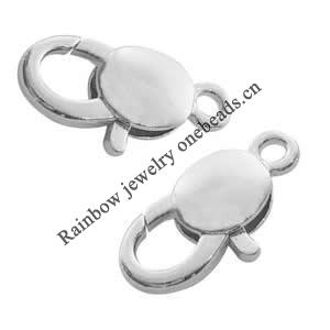 Alloy Lobster Claw Clasps, about 16mm wide, 31mm long, hole: 3mm,
