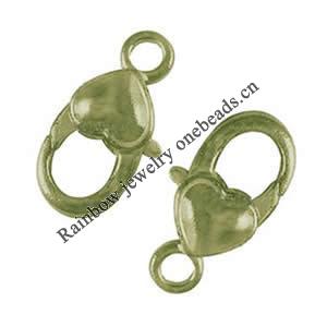 Alloy Lobster Claw Clasps, about 10mm long,6mm wide, 3mm thick, hole: 1.2mm, Sold by bag