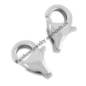 Alloy Lobster Claw Clasps, about 12mm long,6.5mm wide, 3mm thick, hole: 1.2mm, Sold by bag