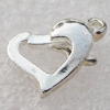 Alloy Lobster Claws Clasps, about 9mm wide, 12mm long, 4mm thick, hole: 1.2mm, Sold by bag