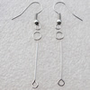 Iron Earring Hook with Jumpring and Eyepins, Platina Plated Color, Sold by Sets