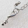 Iron Bead Tips With Chain and Alloy Clasps, Clasps: 12x6.5mm, chain: 3.5mmx50mm, Bead Tip: 7.5x3mm, Sold by sets